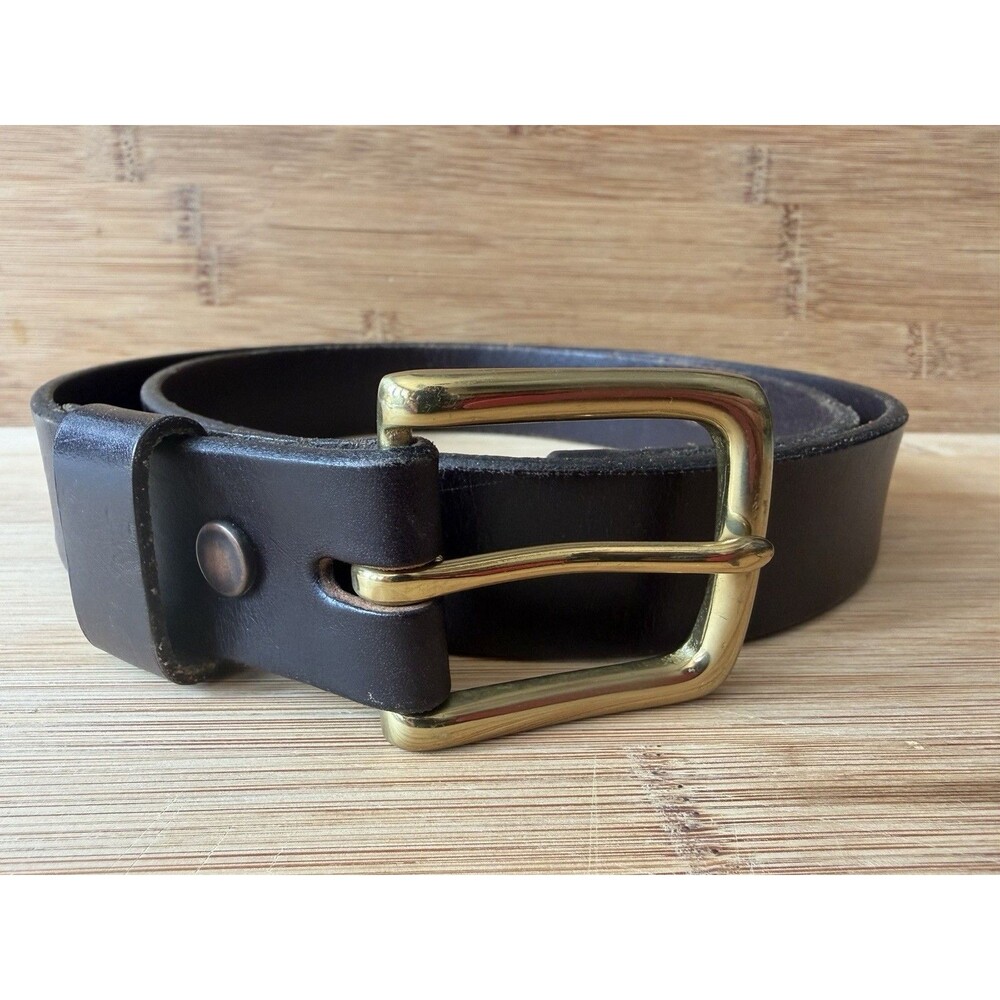 R.M. Williams Brown Leather 1" Belt Solid Brass Buckle Made in Australia 36/91